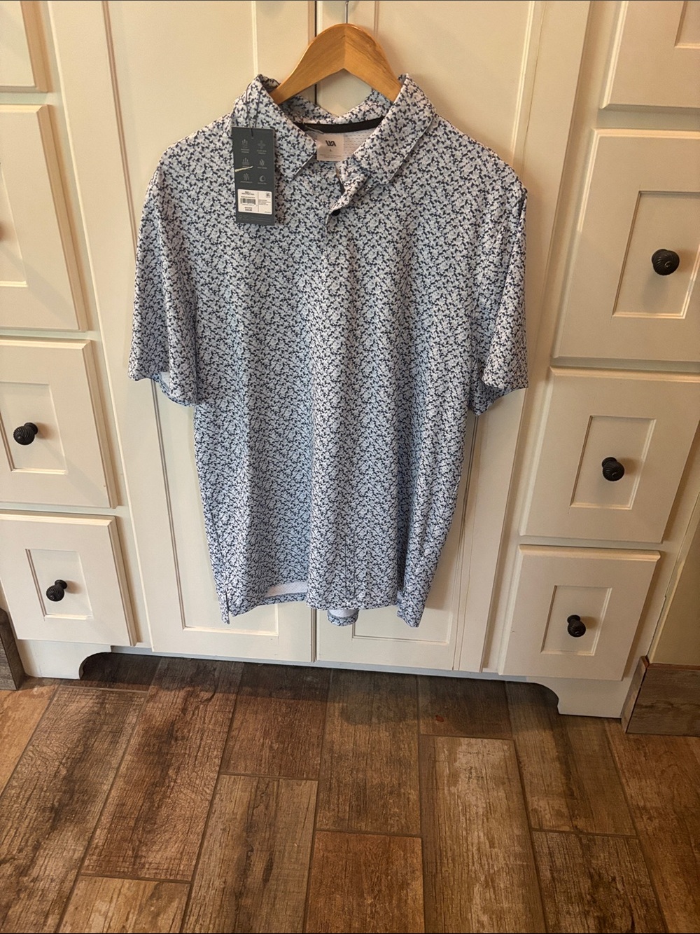 Light Blue Printed Short-Sleeve Polo Shirt